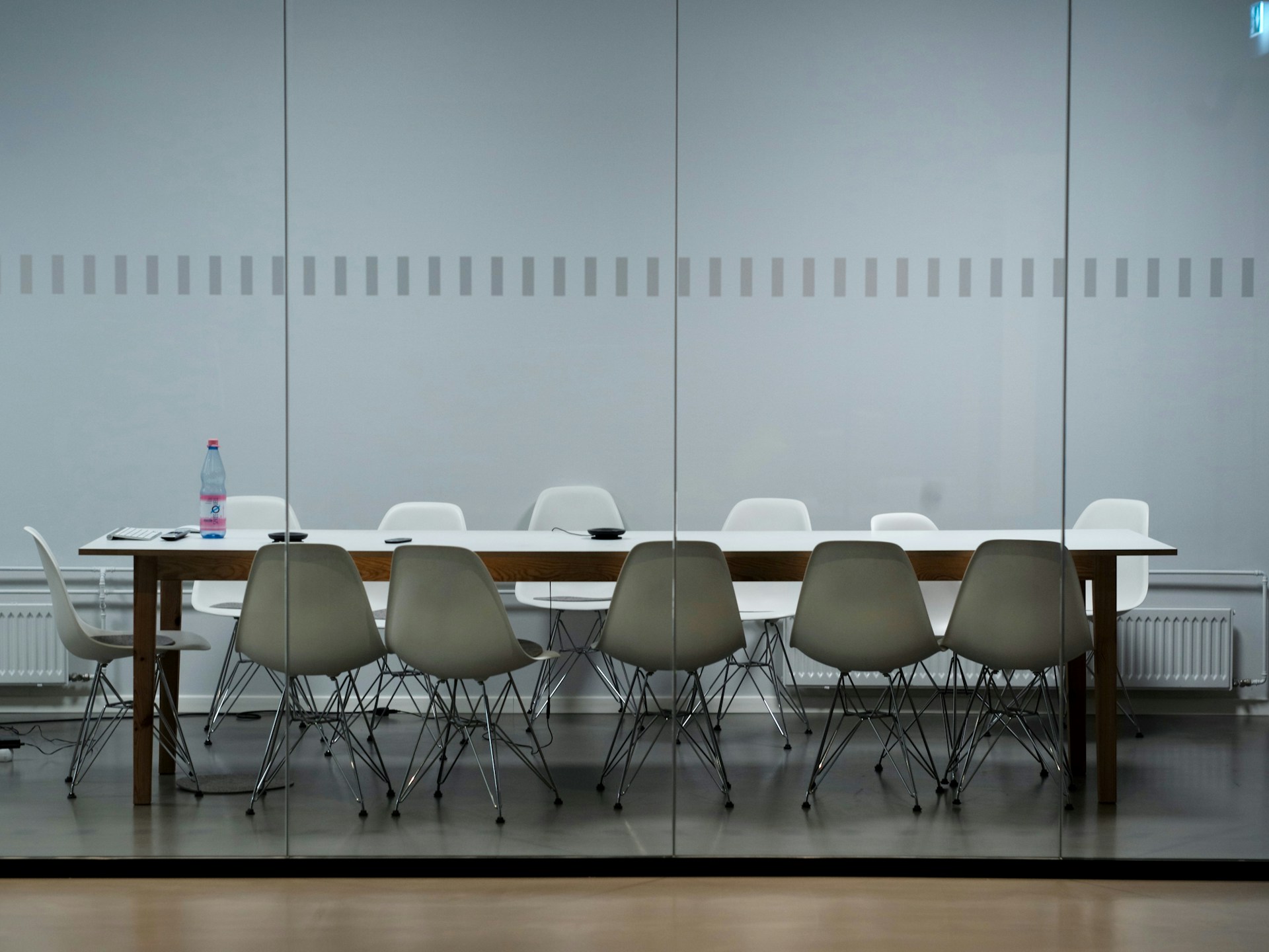 Conference room set up for employment mediation